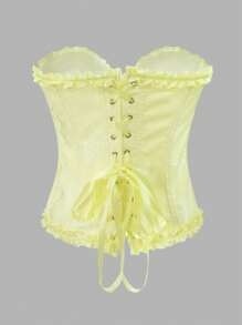 1 szt. Gorset damski z koronką i fiszbinami, haftowany wzór kwiatów ryżu, siateczka w kształcie plastra miodu i koronka, sportowy top modelujący