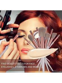 Juego de 13 piezas de brochas de maquillaje suaves y esponjosas con esponja de maquillaje para cosméticos, base, colorete, polvos, sombras de ojos, Kabuki, mezcla y herramienta de belleza