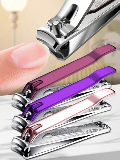 ANDVICTORY 1 pieza Cortaúñas de acero al carbono con borde curvado, con lima de uñas incorporada, recortador de uñas de los dedos de las manos y de los pies