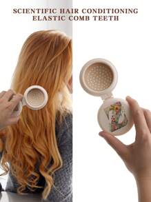 1pc Valentine's Day Flower Aesthetics 26-Letter Mirror Comb, Best Maid Of Honor, Teacher, Friend Gift, Graduation Essential Portable Backrest Comb, Foldable Air Cushion Comb, Travel Camping Essential,Hair Brush,Comb,Hair Tools,Hair Products And Accessories For Barber Salon Beauty Travel Essentials