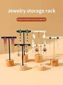 1 pièce Support de présentation d'oreillettes sur base en bois, support cylindrique en bois pour boucles d'oreilles et colliers, porte-bijoux, accessoires et accessoires photo, cadeaux pour femmes, soleil, voyages, rentrée scolaire cool