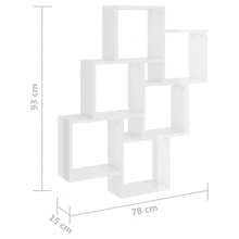 High Gloss White Wall Cube Shelf 75x93 Cm Engineered Wood Contemporary Design Storage Solution - White - View 5