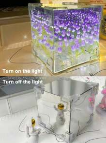 1pc Flower Sea Tulip Stereo Nightlight Handmade Diy Creative Material Package Ornaments To Send Girlfriends On Valentine's Day, Send Girlfriends Gifts (Products Need To Be Assembled By Themselves).