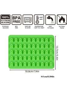 1pc 50-Cavity Silicone Bear Chocolate Mold, DIY Baking Tool For Gummy, Jelly, Chocolate, Candy, Ice Cube