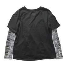 Women Y2k Fairy Grunge T Shirts Tops Goth Graphic Long Sleeve Crewneck Fake Two-Piece Loose Fit T-Shirt Spring Fall Vintage Aesthetic Oversized Baggy Tees Tops Punk Gothic Clothes - Brown - View 4