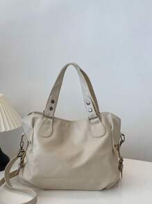 New Simple Large Capacity Casual Tote Bag - Beige - View 4
