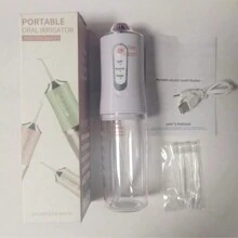 Set di idropulsore elettrico per l'acqua (con processo di verniciatura e elettrodeposizione aggiunto), irrigatore orale senza fili, 4 punte a getto, ugello ruotabile a 360 gradi, per la cura quotidiana dei denti e la pulizia delle gengive di uomini e donne, ideale come regalo per le vacanze