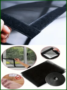 A Black Self-Adhesive Window Screen Repellent Mosquito Fly Screen, DIY Self-Adhesive Breathable Pet Scratch Resistant Wear-Resistant Installation Is Simple And Convenient - Black - View 7
