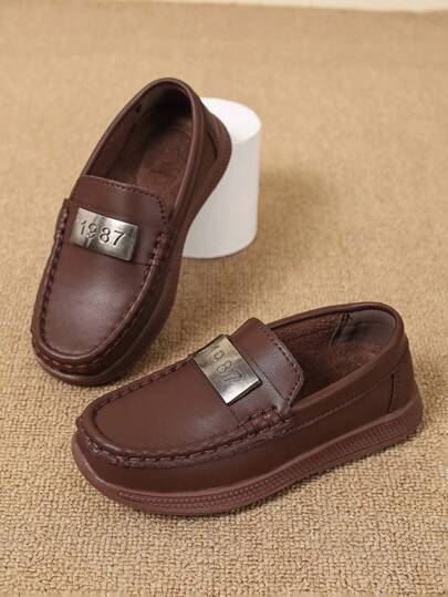 1 زوج من أحذية الركوب الجديدة للأطفال، أحذية كاجوال فاخرة سهلة الارتداء مقاومة للانزلاق وذات قاع ناعم، أحذية جلدية سهلة الارتداء للأولاد