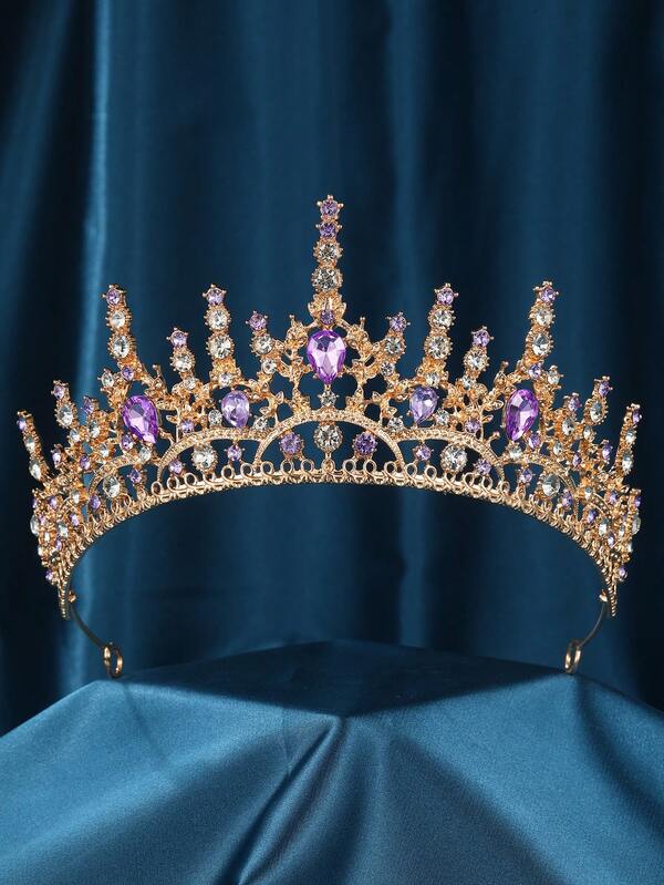 1 peça de acessório de cabeça e coroa roxos, coroa de cristal para casamento, adequada para meninas, acessório de cabeça com strass, adequado para aniversário, festa dançante, dia dos namorados, festa nupcial, presente de feriado