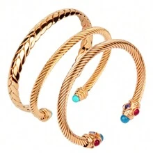 3 pièces Set de bijoux plaqué or 18 carats comprenant un pendentif, un bracelet et un jonc. Design vintage de fleurs de prunier et de perles. Convient pour les femmes.