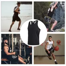 MEETHOO 3 Pack Men's Running Tank Top Dry Fit Y-Back Athletic Workout Tank Tops, Sleeveless Gym Athletic Shirts Bodybuilding Muscle Tee Stringer For Fitness, Chrismas Gift For Men - 黑色 - 查看 7
