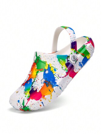 CIVHOM 女士扎染图案木屐、轻便两穿花园木屐、防滑夏季沙滩拖鞋