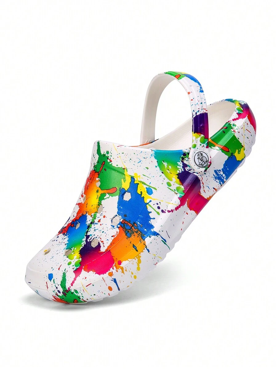 CIVHOM Women's Tie-Dye Pattern Clogs, Slip On Lightweight Two-Way Wear Garden Clogs, Non-Slip Summer Beach Slides