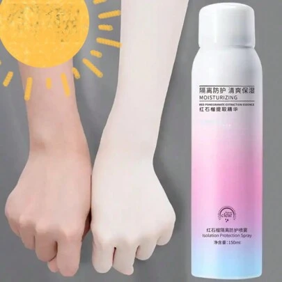 Spray de loción aislante SPF30, hidratante, protector solar, belleza, salud, protector solar, Granada roja, cuidado esencial de la piel, Spray de protección solar de 150ml para mujer, protector solar de Granada roja, bloqueador solar brillante, transpirable, eficaz contra la radiación, resistente al agua