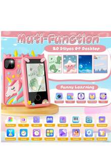 Kids Smart Phone Toys, Touchscreen HD Dual Camera Cell Unicorn Phone For Kids,Travel Toy Preschool Learning Toy For Kids,Christmas Birthday Gifts - 粉色 - 查看 5