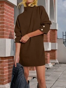 Damska Elegancka Dzianinowa Sukienka Sweterowa Do Dojazdów Do Pracy