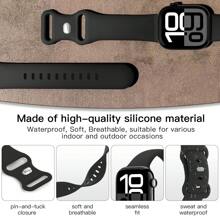 Sport Band Compatible With Watch Bands 40mm 44mm 41mm 46mm 45mm 49mm 38mm 42mm Women Men,Soft Silicone Replacement Sport Strap Wristband For Watch Ultra SE Series 10 9 8 7 6 5 4 3 2 - Black - View 4