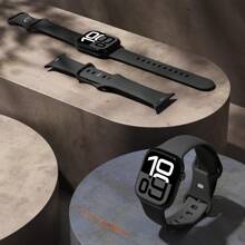 Sport Band Compatible With Watch Bands 40mm 44mm 41mm 46mm 45mm 49mm 38mm 42mm Women Men,Soft Silicone Replacement Sport Strap Wristband For Watch Ultra SE Series 10 9 8 7 6 5 4 3 2 - Black - View 3