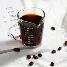 Taza de cristal Espresso de 70/150ML, taza medidora con de madera, jarra para leche, Latte, suministros de café, taza de cocina, vasos de doble fondo - Alto-70ml - Ver 2