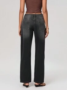 Y2k Vintage Baggy Distressed Jeans For Women High Waisted Wide Leg Denim Pants Casual Low Rise Loose Fit Trousers Pants Fashion Straight Leg Boyfriend Jeans With Pockets For Summer Spring 90s Streetwear For Teen Girls Aesthetic Clothes - Grey - View 4