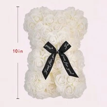 Mother's Day Rose Bear - Rose Teddy Bear Gift For Mom10 Inch Teddy Flower Bear - Over Artificial Flowers - Valentine's Day, Anniversary & Bridal Showers Clear Gift For Women Gifts Birthday Graduation