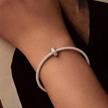 bamoer 1 PC 925 Sterling Silver Pink Heart-Shaped Charm Bowknot Bead Fit Original Bracelet DIY Making Valentine's Day Jewelry Valentines - Silver - View 8