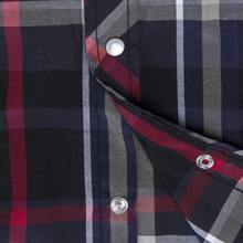 Men's Western Cowboy Pearl Snap Plaid Button Up Casual Long Sleeve Two Pockets Work Shirts - 6 đen đỏ - Xem 4