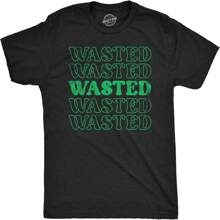Retro Wasted T Shirt Funny St Pattys Day Parade Partying Drunk Joke Tee For Guys - Black - View 1