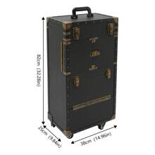 Salon Trolley Hairdressing Rolling Makeup Case With Wheels Trolley Case Luggage Barber Suitcase Traveling Hair Stylist Case - Black - View 2