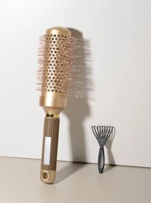 金色陶瓷热铝管卷发梳 - 适用于各种发质，可配合吹风机打造蓬松卷发，适用于美发沙龙、美容院、旅行、返校、度假等场合，是女性必备的护发产品。这款卷发梳用途广泛，可用于梳理和造型头发。 - 彩色 - 查看 12