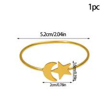 1 件金色月亮和星星餐巾环，适用于节日家庭餐桌装饰