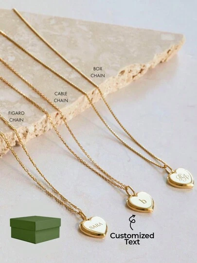 1pc 18k Gold Customized Stainless Steel Jewelry, Engraved Name Heart Necklace - Personalized Pendant Necklace - Custom Initial Heart Pendant - Christmas Gift For Her *EVA NAME NECKLACE*, Includes Exquisite Gift Box, Valentine's Day Gift