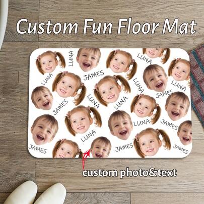 1 Pc Personalized Custom Floor Mat, 40x60 Cm/16x24 In PVC, Supports Photo&Text Customization Max Two Avatars, Especially For Pets Such As Cats And Dogs; Suitable For Bedrooms, Living Rooms, Bathrooms, Garages, Foyers, Corridors, Pet Nests, Etc., Very Popular Personalized Household Items, Also Very Good Holiday Gifts, Also Be Used As Additional Value-Added Products For Pet Stores; Strong , Easy To Clean Home Bathroom Decor Fall Decor Back To School