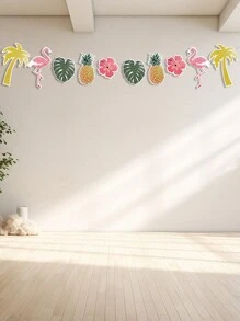 1 Stück/2 Stücke - Hawaiianische Ananas Flamingo Flagge, Tropischer Regenwald Themen Party Szene Dekorationsbanner