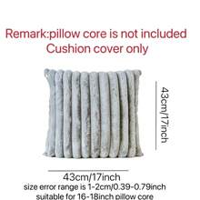 2pcs/Pack Striped Plush Pillow Cover, Modern Style Synthetic Fur Square Soft & Fluffy Pillow Case, Suitable For Living Room, Sofa, Bedside, Home Use - Silver - View 3