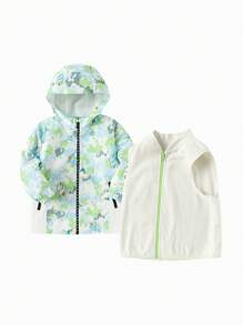 Balabala Boys' Fleece Hoodie, Warm Two-Piece Spring Jacket Set - Brown - View 4