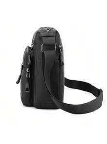 Large Capacity Crossbody Bag Waterproof Messenger Bag Nylon Men's Shoulder Bag - Grey - View 2