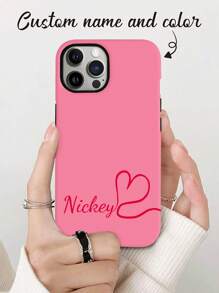 Customized Multi-Color Simple Letter Phone Case, Personalized Fashion Heart Letter Name Designed Shockproof Protective Phone Cover, Compatible With Iphone 11 Pro/13 Pro/15 Pro Max, IPhone XR, 12, 13, 15, 16 Pro Max