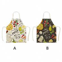 1/2 szt. Wzór pizzy Lniane fartuchy dla par, kreatywne zabawne modne nadruki do sprzątania domu, wodoodporne, odporne na olej, łatwe do czyszczenia, kuchenne, gotowanie, pieczenie, kreatywne fartuchy domowe, mundury robocze