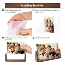 1 Conjunto Moldura de Foto em Forma de U de Madeira Maciça, Moldura de Foto de Mesa de Escritório de Madeira, Moldura de Foto de Madeira para Fotografia Infantil