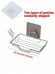 1 pezzo Portasaponetta in acciaio inossidabile per doccia, senza foratura, portasaponetta in metallo montato a parete,portasaponetta quadrato, portasaponetta adesivo per parete, portasaponetta per bagno/cucina/parete doccia/spugna, salvaspazio