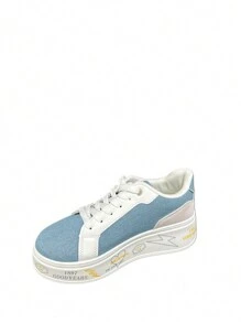 Women's Contrast Color Chunky Sole Casual Sneakers For Daily Wear And Sports