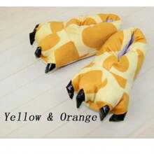 Winter Soft Warm Monster Dinosaur Paw Funny Slippers For Men Women Kids Parent-Child Home House Slipper Shoes Room Cotton Shoes - Yellow - View 4