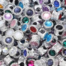 10入組/袋雙面鑲嵌鑽石合金大孔珠子,用於diy手工珠寶,女士多彩水晶彈性手鐲配件 - 合金鑲鑽大孔珠 - 查看 14