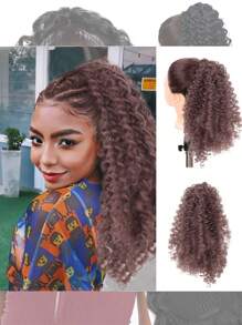 Extensiones de cabello con coleta rizada afro kinky, extensiones de cabello con coleta con cordón, extensiones de cabello sintético rizado kinky de 18 pulgadas, extensiones de cabello con coleta rizada corta esponjosa, extensión de cabello con clip para mujer, peluca de coleta rizada larga esponjosa, extensiones de cabello sintético rizado kinky, postizos rizados afro - Multicolor - Ver 11