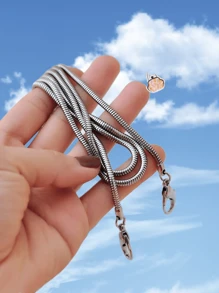 Detachable 75cm Metal Snake Chain Shoulder Strap, Versatile Replacement Bag Strap With Adjustable Buckle Clasp - Silver - View 2