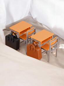 [Mini Desk & Backpack Set] Compact And Adorable, Recreating Classroom Scenes With Great Creativity! Exquisitely Realistic Design: Mini Desk + Backpack, Perfectly Reproducing The Atmosphere Of The Classroom, With Lifelike Details. Fun Interaction: Suitable As Dollhouse Accessories, Handicraft DIY, Or Photography Props, Adding Endless Enjoyment. - Multicolor - View 13