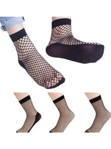 Kit 2 's Fishnet Stockings Thin Carnival Stockings - 黑色 - 查看 2