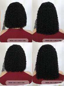 Curly Wave Bob Wig Human Hair 4x4 Deep Wave Curly Lace Front Wigs Human Hair For Women Short Bob Human Hair Wig Pre Plucked With Baby Hair Glueless Hair Curly Wigs Nature Hairline 180% Density 8 Inch Thanksgiving & Christmas &Party Short Bob Wigs